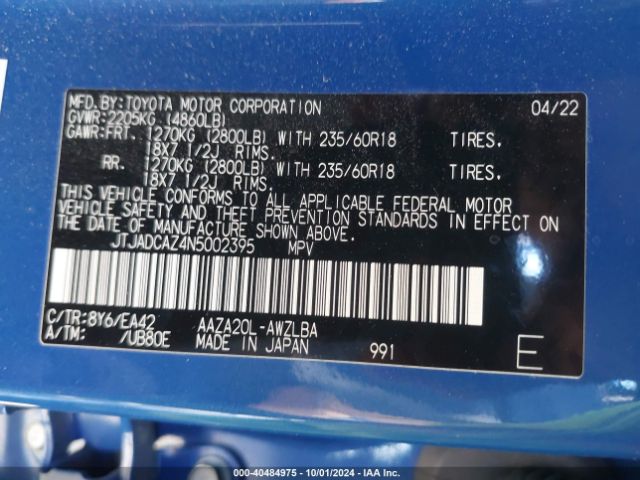 JTJADCAZ4N5002395 Lexus NX 250