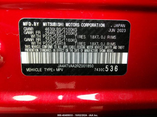 JA4ATVAA2RZ001850 Mitsubishi Eclipse Cross Le