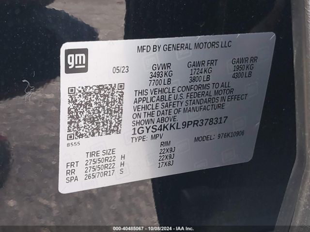 1GYS4KKL9PR378317 Cadillac Escalade Esv 4wd Premium Luxury
