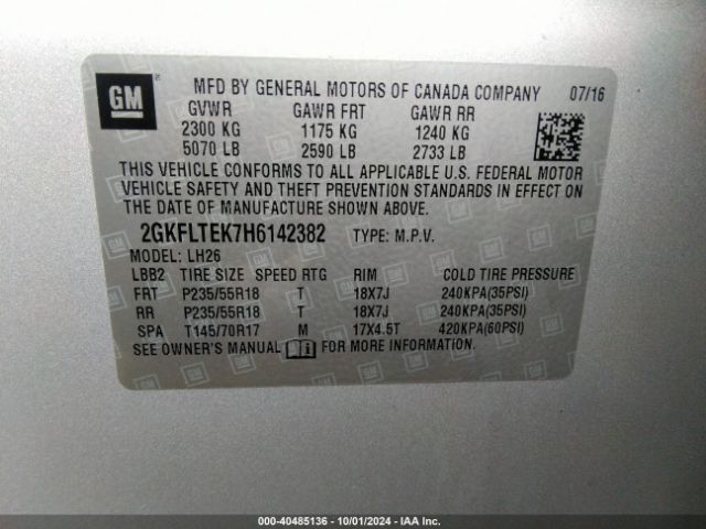 2GKFLTEK7H6142382 GMC Terrain Sle-2