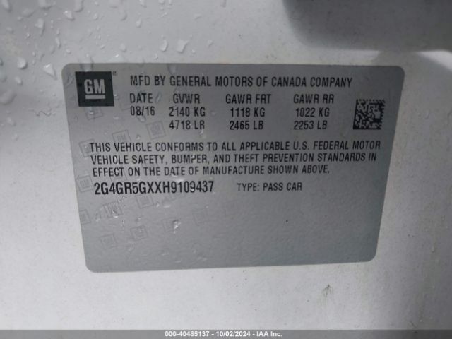 2G4GR5GXXH9109437 Buick Regal Turbo Premium Ii