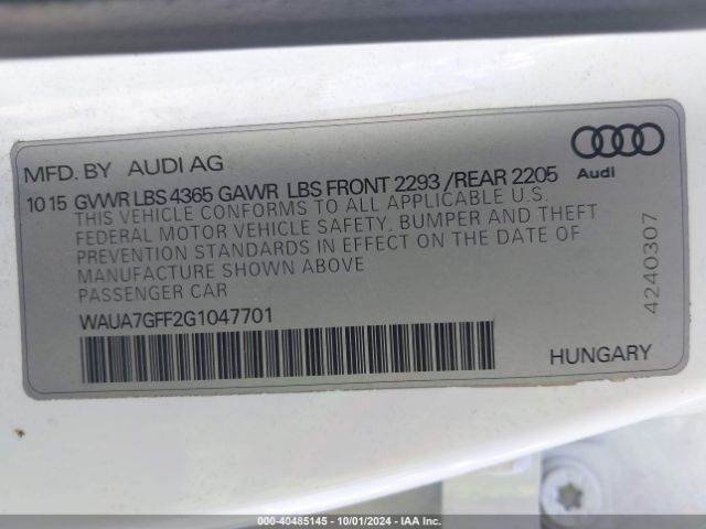WAUA7GFF2G1047701 Audi A3 1.8t Premium