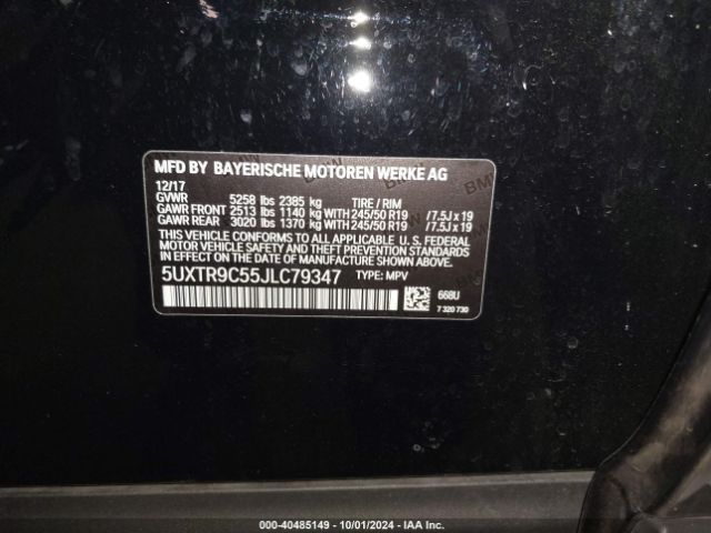 5UXTR9C55JLC79347 BMW X3 Xdrive30i