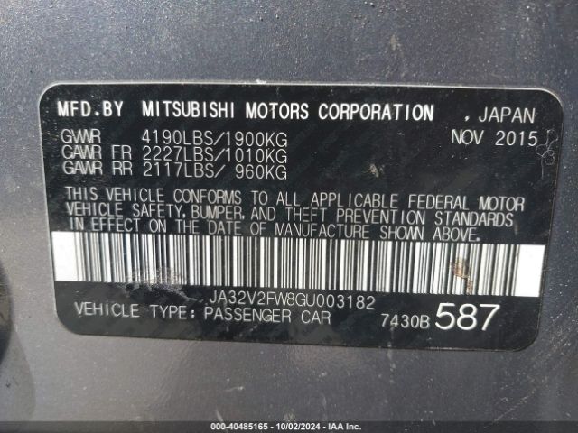 2016 MITSUBISHI LANCER JA32V2FW8GU003182 Photo 8