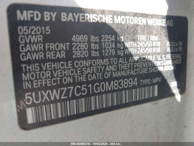 5UXWZ7C51G0M83894 BMW X3 Sdrive28i