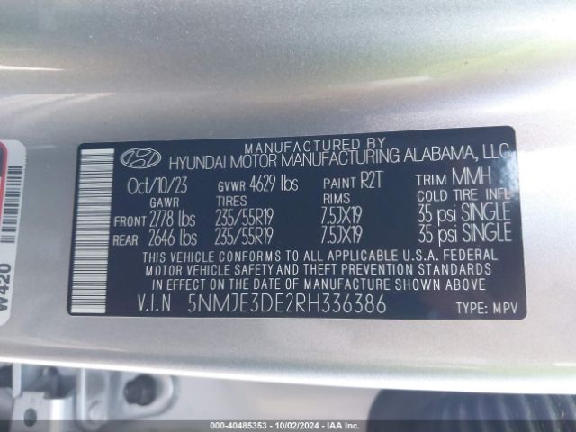 5NMJE3DE2RH336386 Hyundai Tucson Limited