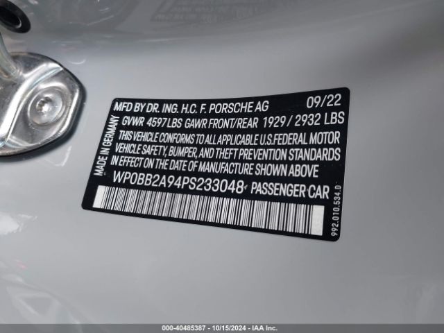2023 PORSCHE 911 WP0BB2A94PS233048 Photo 8