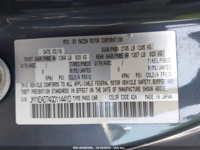 JM1NDAD74G0114410 Mazda Mx-5 Miata Grand Touring