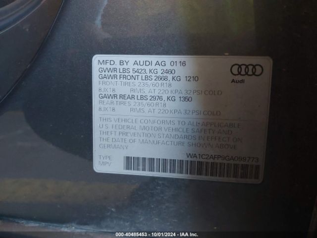 WA1C2AFP9GA099773 Audi Q5 2.0t Premium
