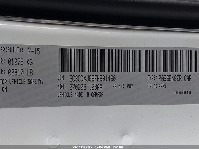Dodge Charger Sxt 2015 2C3CDXJG6FH891460 Image 9