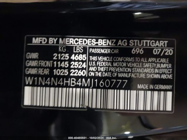 W1N4N4HB4MJ160777 Mercedes-Benz Gla 250 4matic