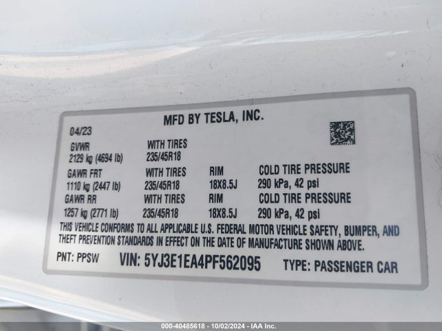 2023 TESLA MODEL 3 5YJ3E1EA4PF562095 Photo 8