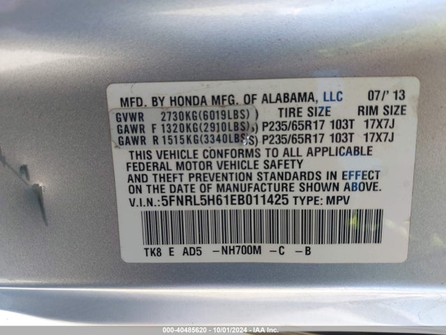 Honda Odyssey Ex-l 2014 5FNRL5H61EB011425 Image 9