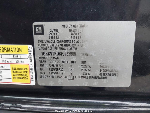 GMC Acadia Denali 2015 1GKKVTKD8FJ252565 Image 9
