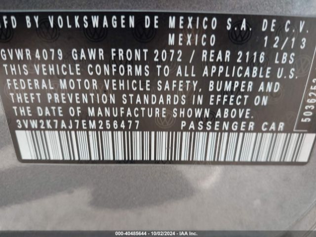3VW2K7AJ7EM256477 Volkswagen Jetta 2.0l S