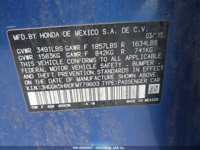 3HGGK5H80FM779603 Honda Fit Ex/ex-l