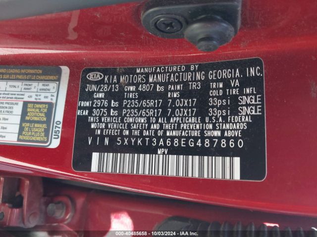 5XYKT3A68EG487860 KIA SORENTO LX