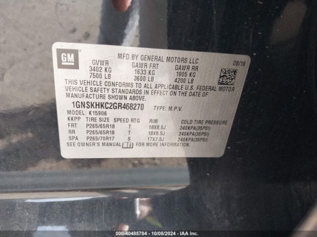 1GNSKHKC2GR468270 Chevrolet Suburban Lt