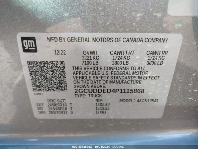 2GCUDDED4P1115868 Chevrolet Silverado 1500 4wd  Standard Bed Lt