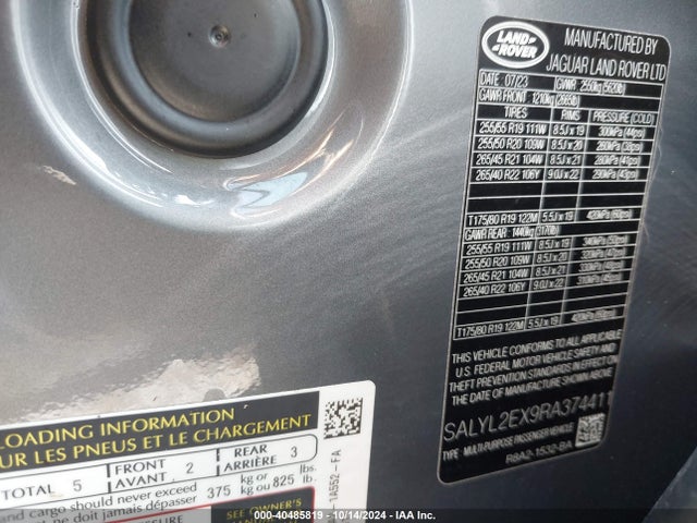 SALYL2EX9RA374411 Land Rover Range Rover Velar Dynamic Se