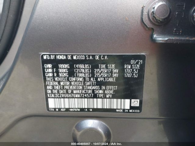 3CZRU6H76MM724577 Honda Hr-v Awd Ex-l