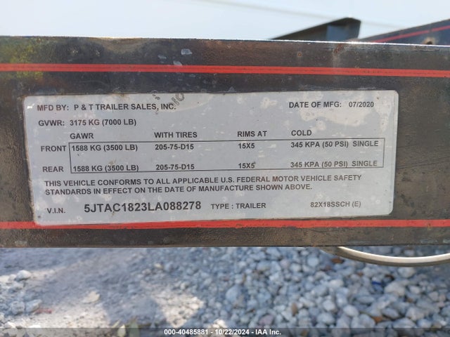 40485881 :رقم المزاد ، 5JTAC1823LA088278 vin ، 2020 Other Other مزاد بيع