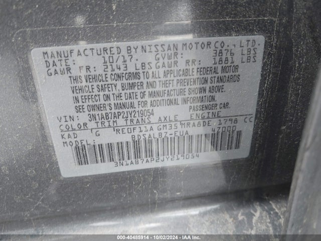 Nissan SENTRA S 2018 3N1AB7AP2JY219054 Image 9