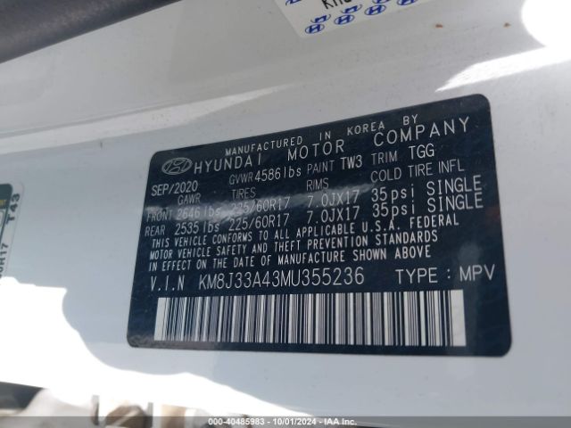 KM8J33A43MU355236 Hyundai Tucson Value