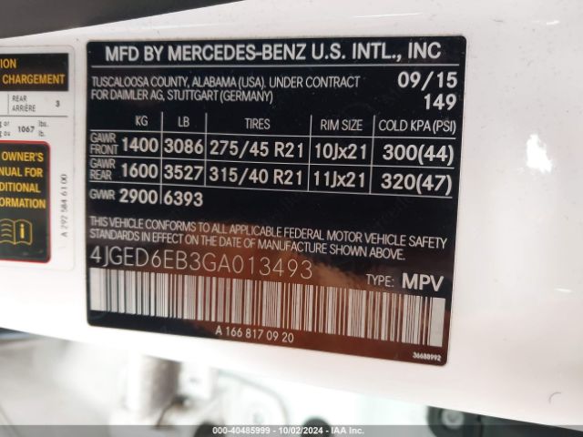 4JGED6EB3GA013493 Mercedes-Benz Gle 450 Amg Coupe 4matic