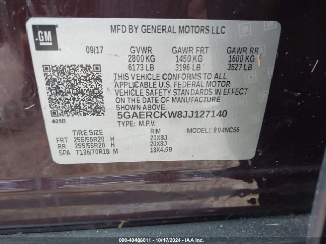5GAERCKW8JJ127140 Buick Enclave Premium