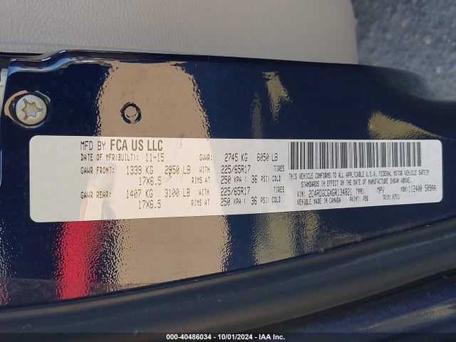 Dodge Grand Caravan Sxt 2016 2C4RDGCGXGR134821 Image 9