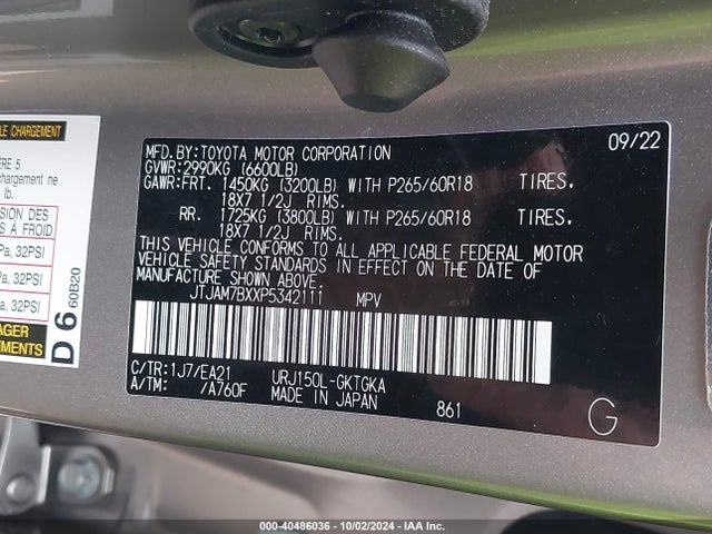 JTJAM7BXXP5342111 Lexus 460 Premium