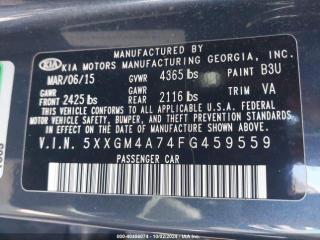 5XXGM4A74FG459559 KIA Optima Lx