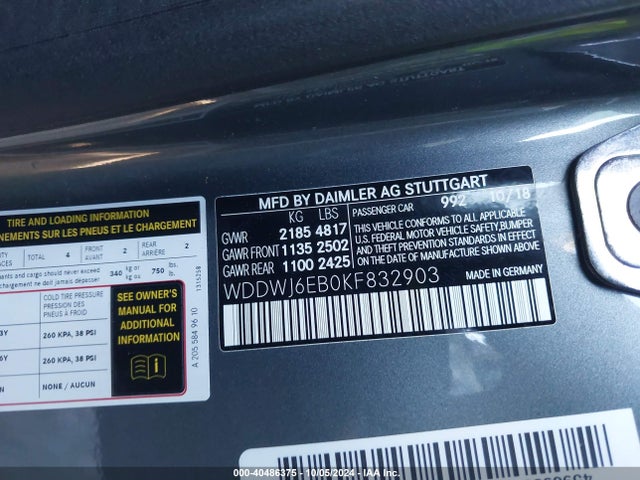 WDDWJ6EB0KF832903 Mercedes-Benz Amg C 43 4matic
