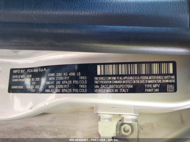 Jeep Renegade Latitude 2016 ZACCJBBT9GPD17664 Image 9