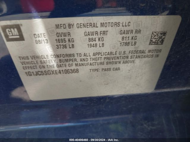 1G1JC5SGXE4106368 Chevrolet Sonic Lt Auto