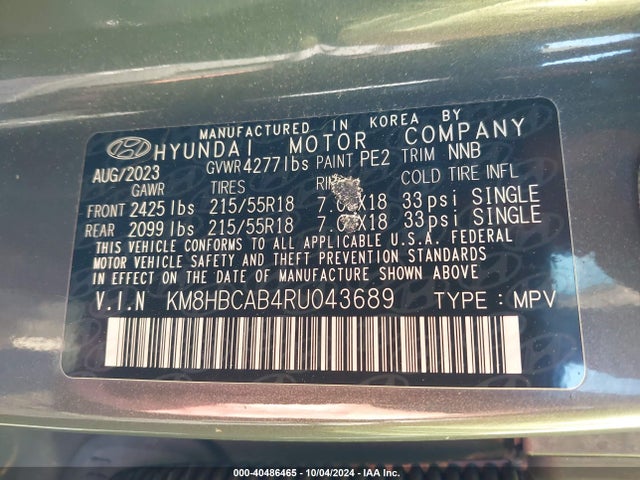 KM8HBCAB4RU043689 Hyundai Kona Sel