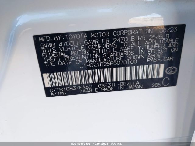 JTHGZ1B25P5070100 Lexus Is 350 F Sport