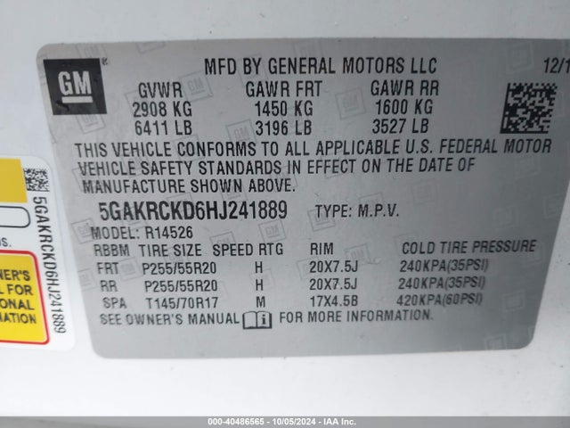 5GAKRCKD6HJ241889 Buick Enclave Premium