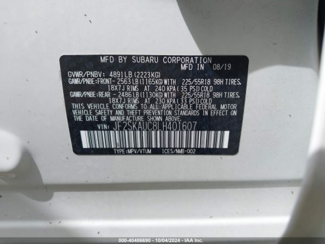 JF2SKAUC8LH401607 Subaru Forester Limited