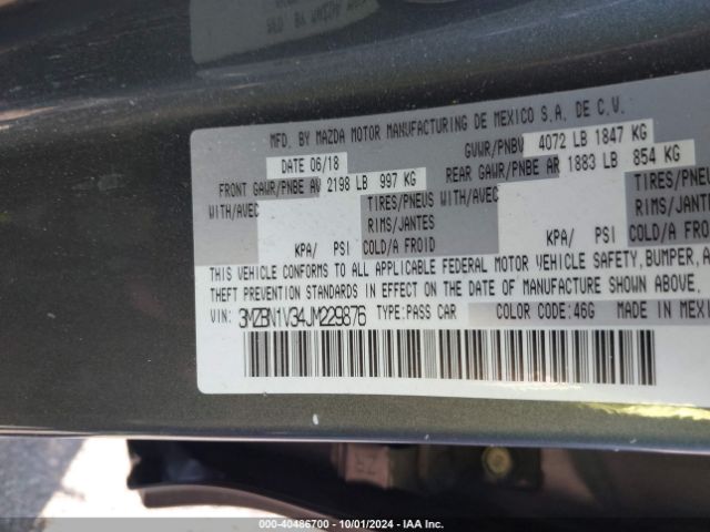3MZBN1V34JM229876 Mazda Mazda3 Touring