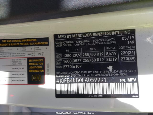 4JGFB4KB0LA059991 Mercedes-Benz Gle 350 4matic