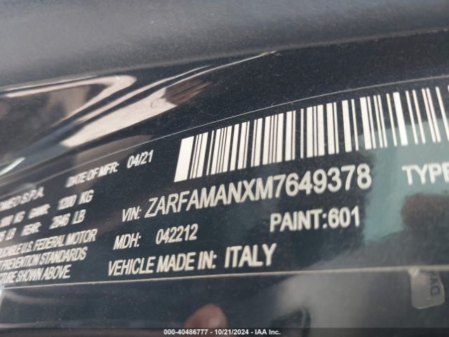 ZARFAMANXM7649378 Alfa Romeo Giulia Rwd
