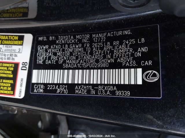 58ADA1C15PU029980 Lexus ES 300H