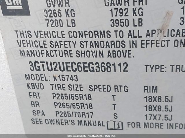 3GTU2UEC6EG368112 GMC Sierra 1500 Sle