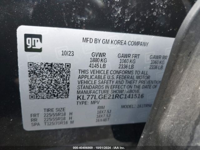 KL77LGE21RC141516 Chevrolet Trax Fwd 1rs