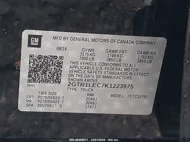 2GTR1LEC7K1223975 GMC SIERRA 1500 LIMITED
