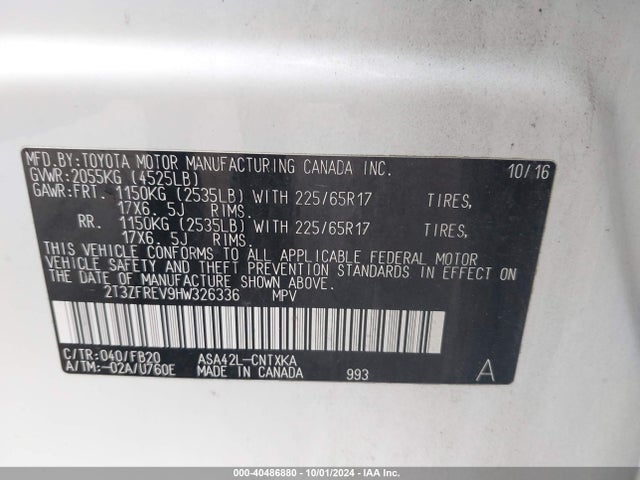 Toyota RAV4 LE 2017 2T3ZFREV9HW326336 Image 9