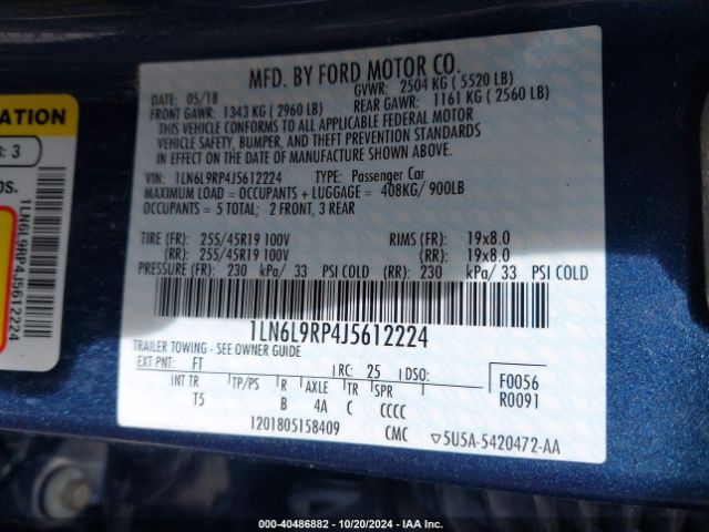 1LN6L9RP4J5612224 Lincoln Continental Reserve