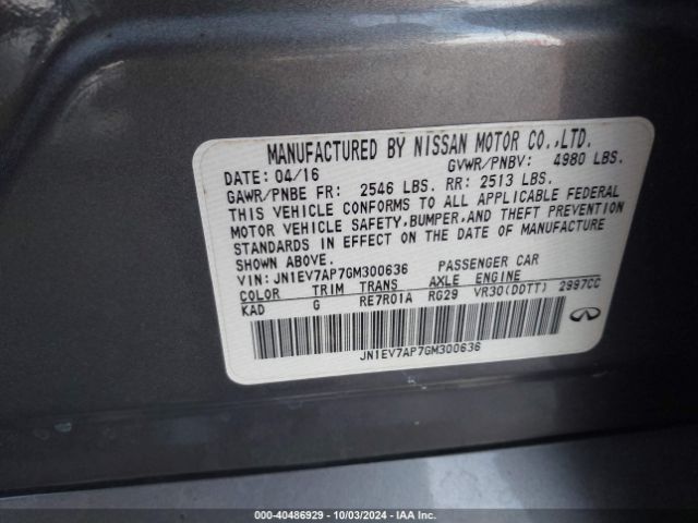 JN1EV7AP7GM300636 Infiniti Q50 3.0t Premium